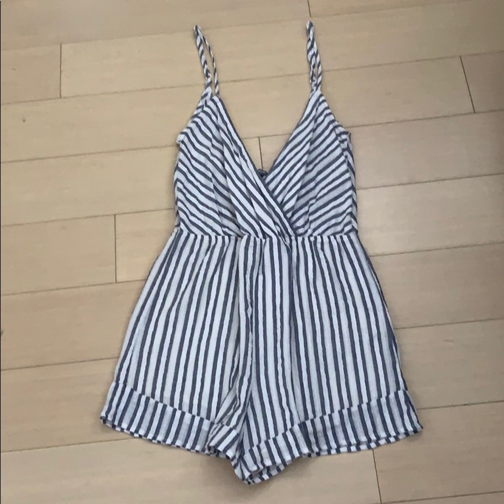 Striped tie back romper